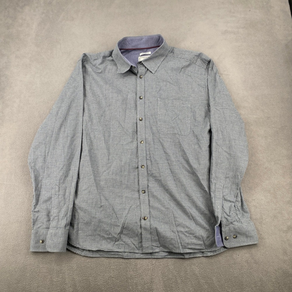 Jos A Bank 1905 Tailored Fit Shirt Mens XL Blue Green Check Cotton Long Sleeve